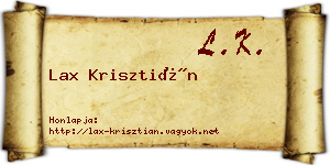 Lax Krisztián névjegykártya