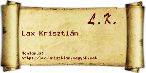 Lax Krisztián névjegykártya